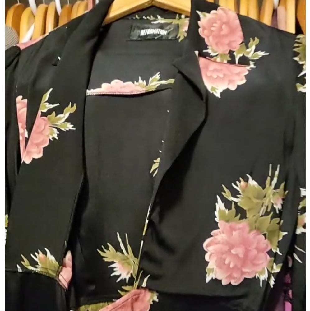 Reformation midi dress black rose flower - Picture 6 of 7